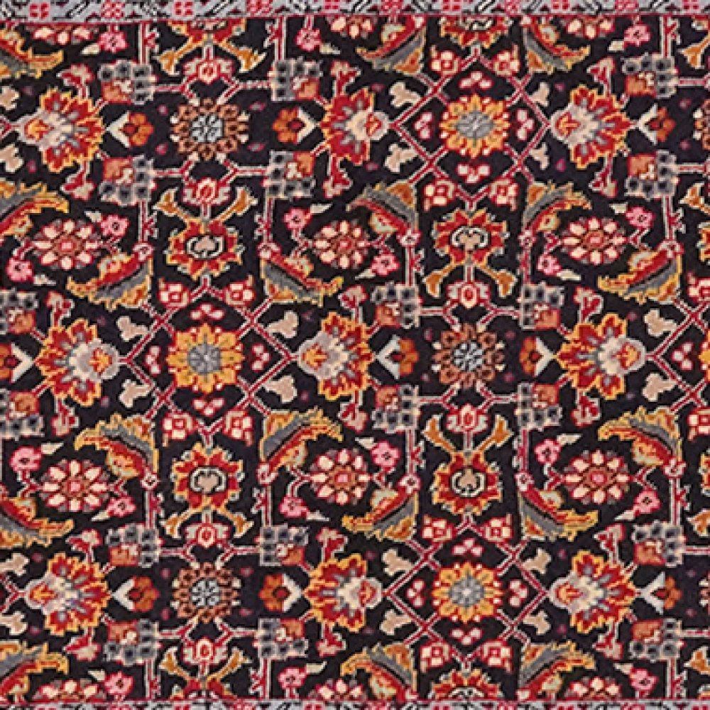 Tabriz 50 Raj — Hand-knotted, 80x285 cm, Black, 100% Virgin Wool | View 4
