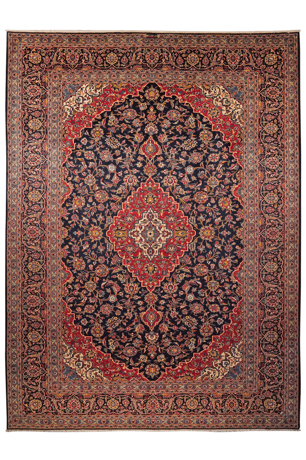 Kashan — Hand-knotted, 297x401 cm, Blue, 100% Virgin Wool | Main view