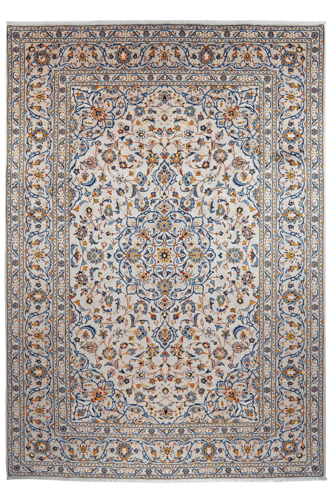 Kashan — Hand-knotted, 267x385 cm, Beige, 100% Virgin Wool | Main view
