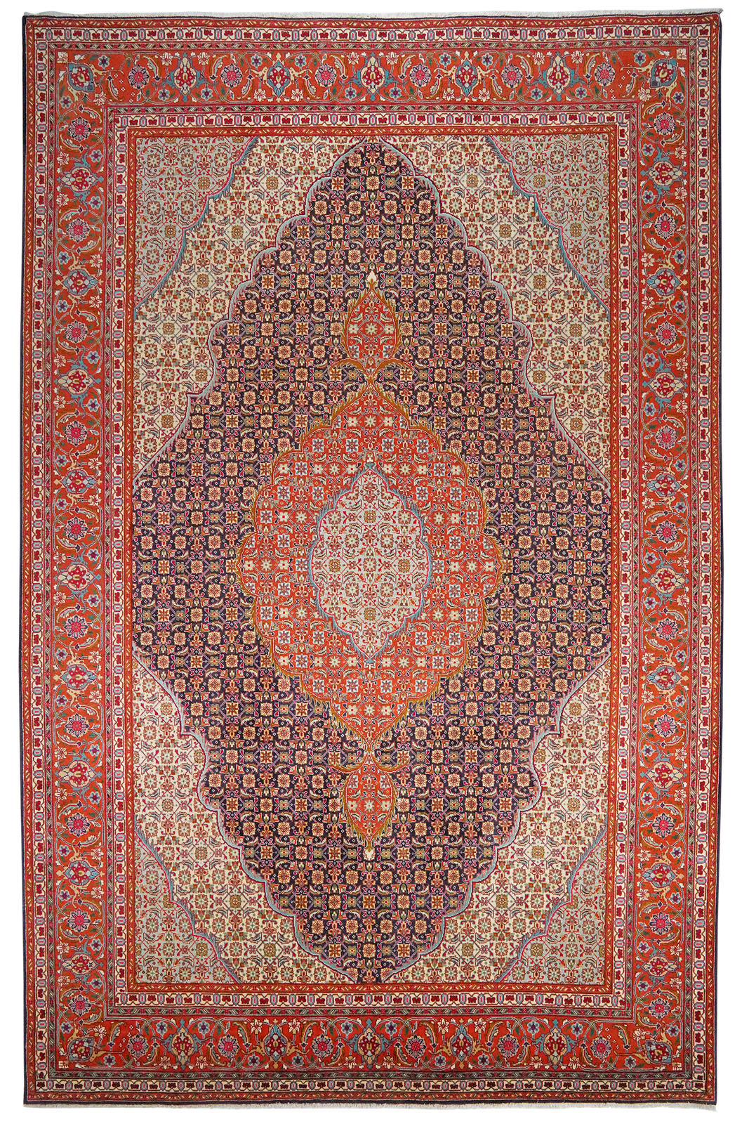 Tabriz Old — Hand-knotted, 200x314 cm, Blue, 100% Virgin Wool | Main view