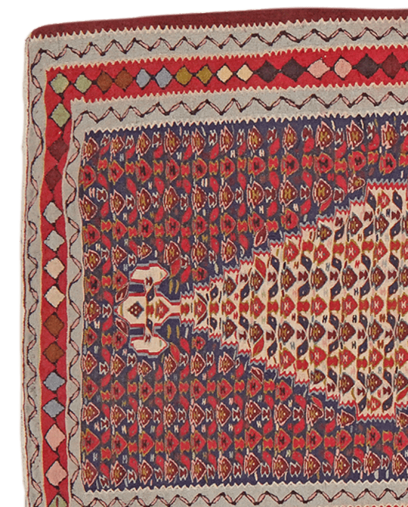 Kelim Senneh — Handmade, 88x314 cm, Blue, 100% Virgin Wool | View 3