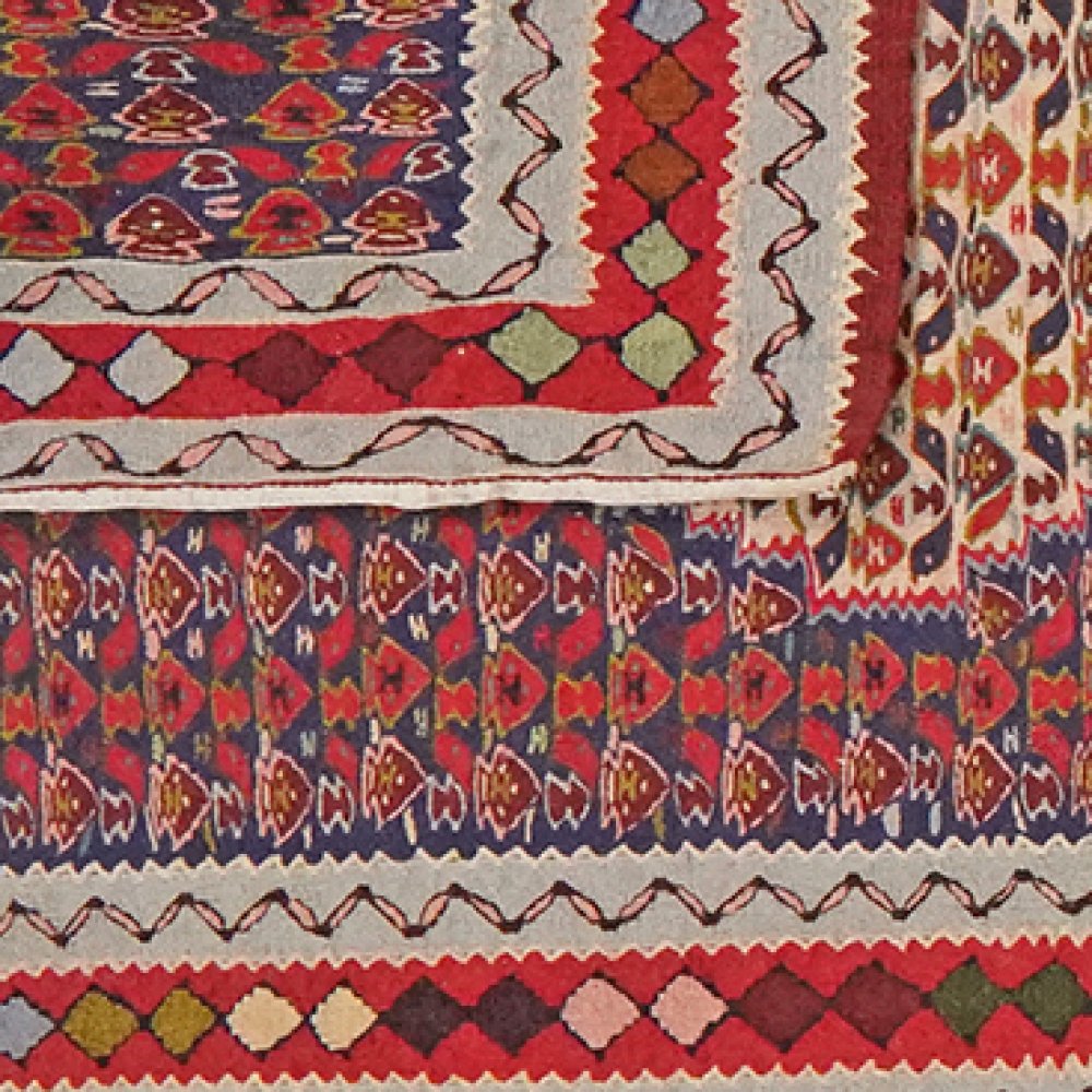 Kelim Senneh — Handmade, 88x314 cm, Blue, 100% Virgin Wool | View 6
