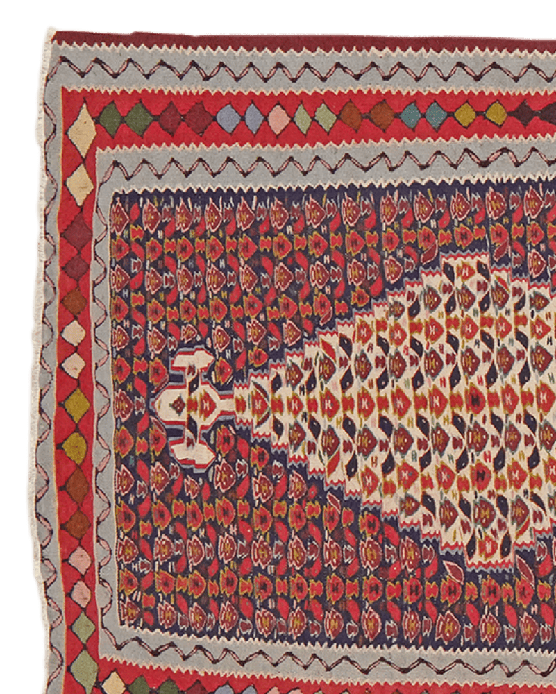 Kelim Senneh — Handmade, 89x312 cm, Blue, 100% Virgin Wool | View 3
