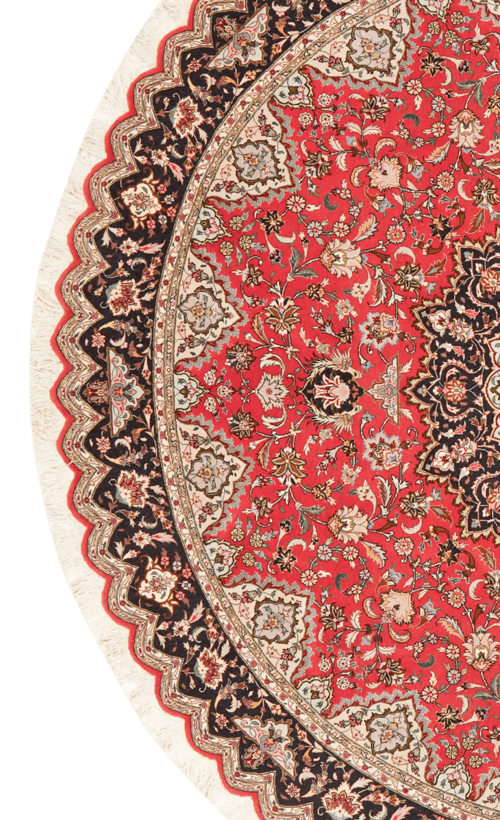 Tabriz Round — Hand-knotted, 248x248 cm, Red, 95% Schurwolle, 5% Seide | View 3