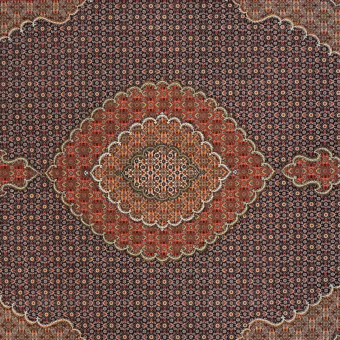 Tabriz 50 Raj — Hand-knotted, 206x303 cm, Black, 100% Virgin Wool | View 4