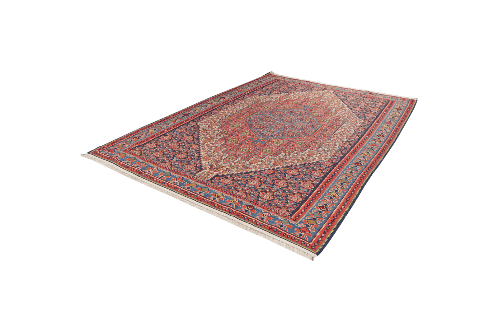 Kelim Senneh — Handmade, 207x286 cm, Beige, 100% Virgin Wool | View 5