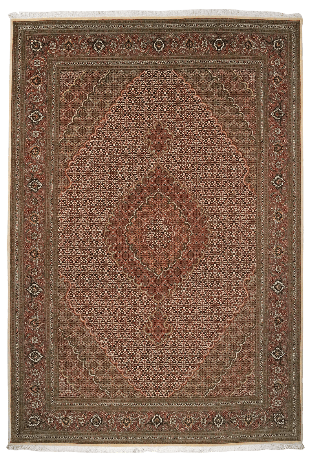 Tabriz 50 Raj — Hand-knotted, 206x302 cm, Brown, 100% Virgin Wool | Main view
