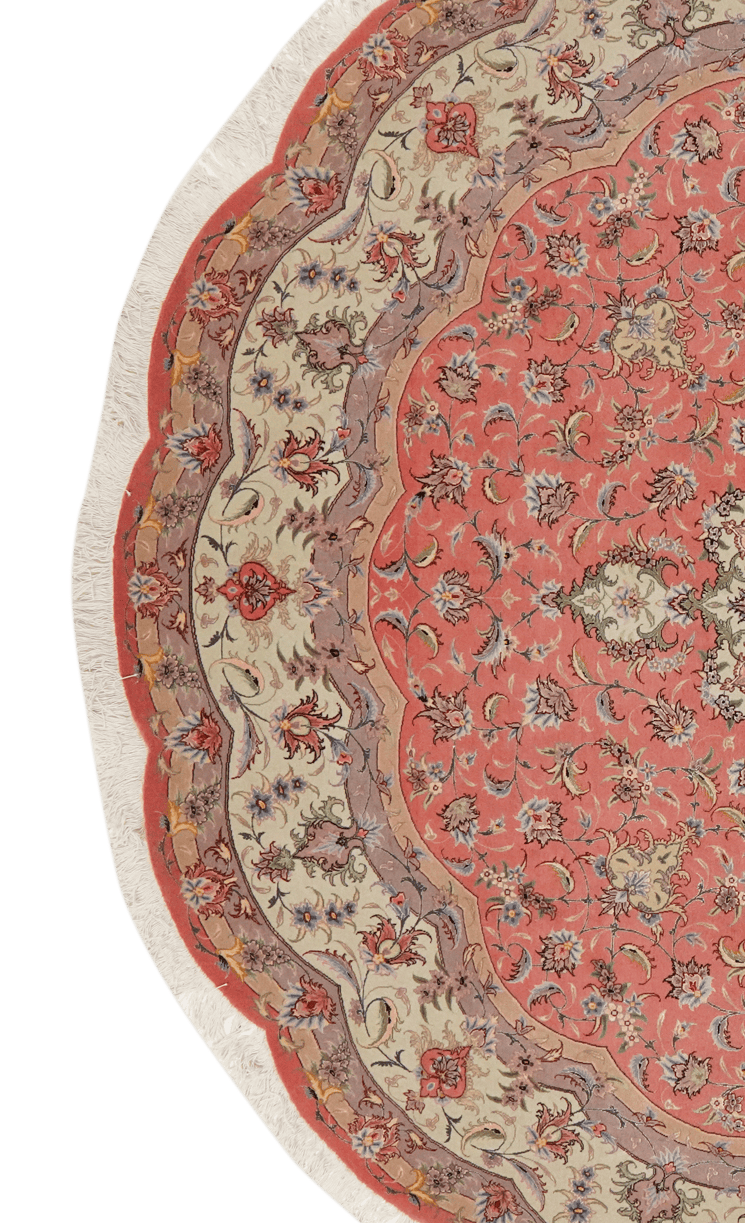 Tabriz Round — Hand-knotted, 246x246 cm, Beige, 90% Schurwolle, 10% Seide | View 3