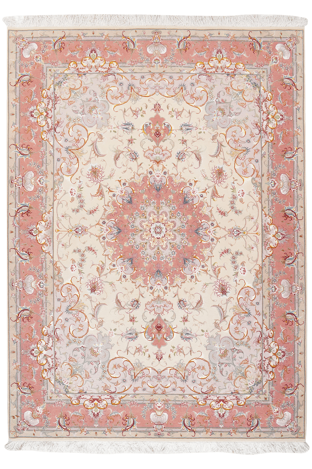 Tabriz 50 Raj — Hand-knotted, 152x209 cm, Beige, 90% Schurwolle, 10% Seide | Main view