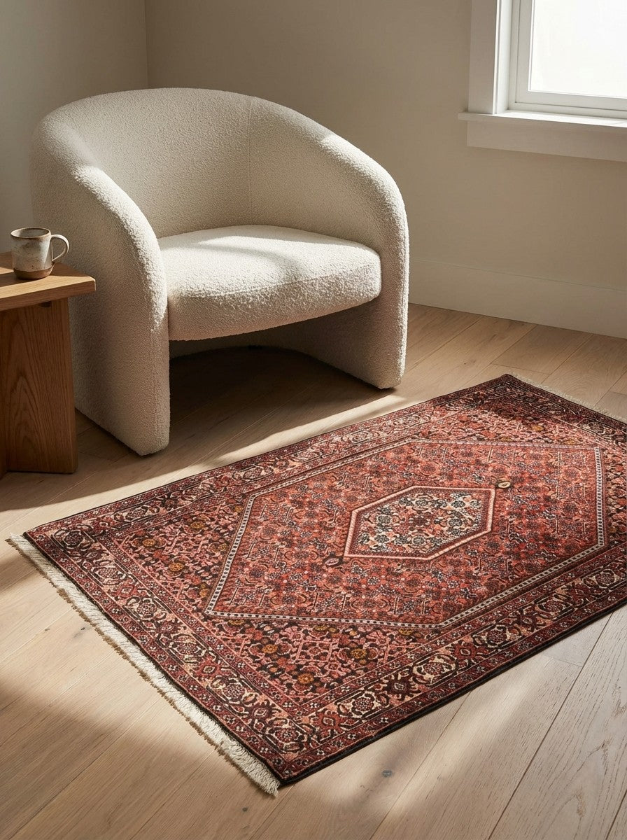 Bidjar Tekkab — Hand-knotted, 91x161 cm, Red, 100% Virgin Wool | Detail view