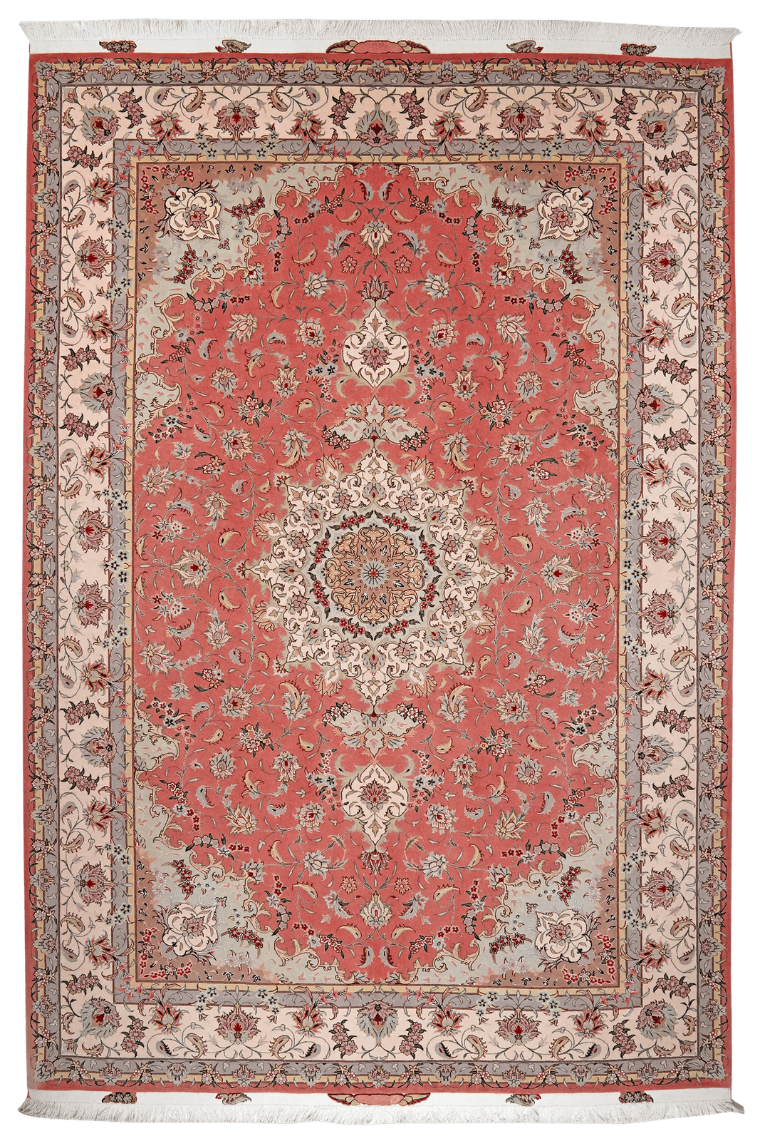 Tabriz 50 Raj — Hand-knotted, 207x304 cm, Pink, 100% Virgin Wool | Main view
