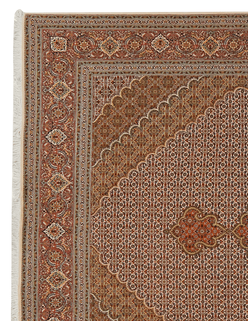 Tabriz 50 Raj — Hand-knotted, 207x304 cm, Brown, 100% Virgin Wool | View 3