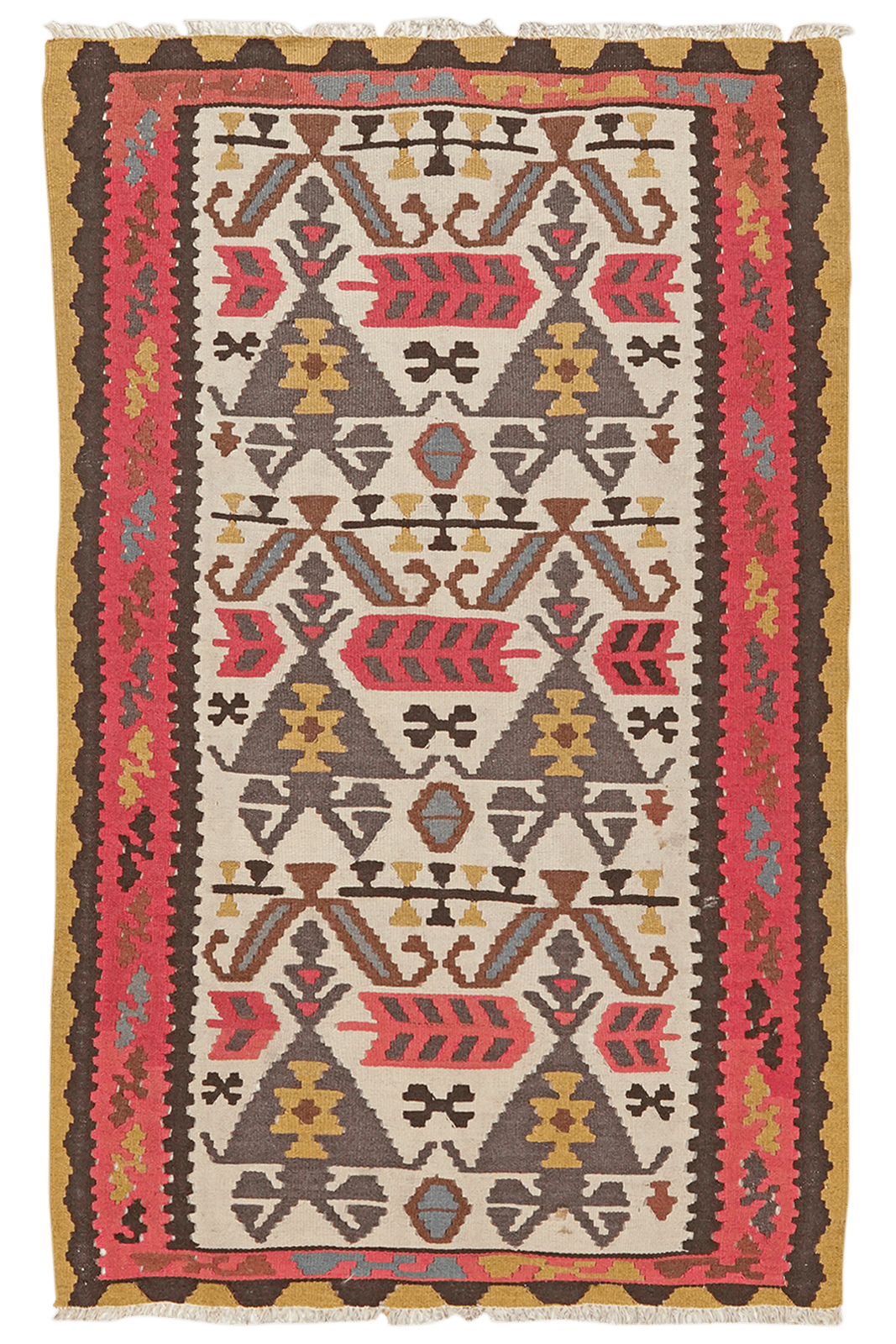 Kelim Ardebil — Handmade, 101x158 cm, Beige, 100% Virgin Wool | Main view