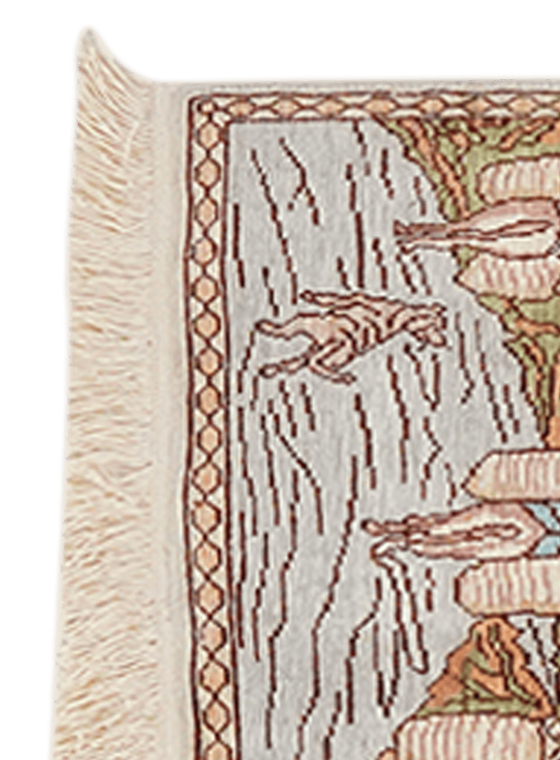 Hereke-Seide — Hand-knotted, 25x35 cm, Grey, 100% Silk | View 3