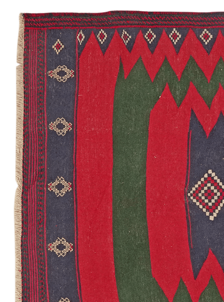 Kelim Afshar — Handmade, 129x136 cm, Red, 100% Virgin Wool | View 3