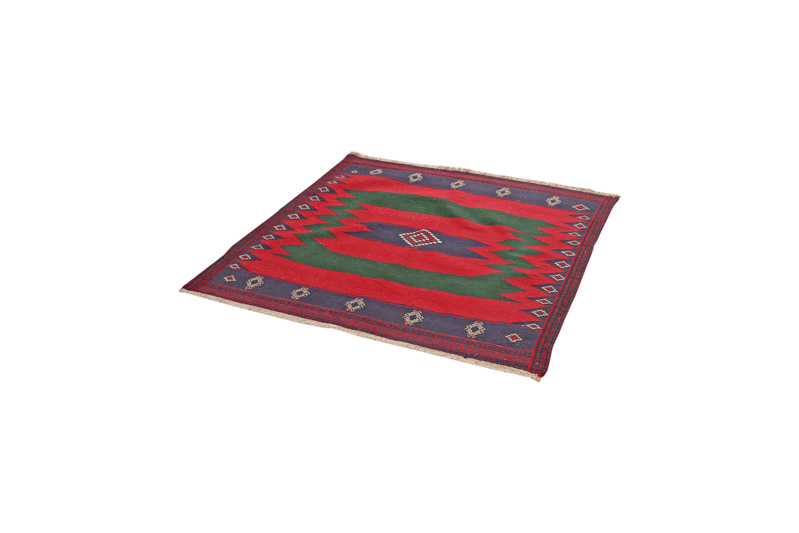 Kelim Afshar — Handmade, 129x136 cm, Red, 100% Virgin Wool | View 5