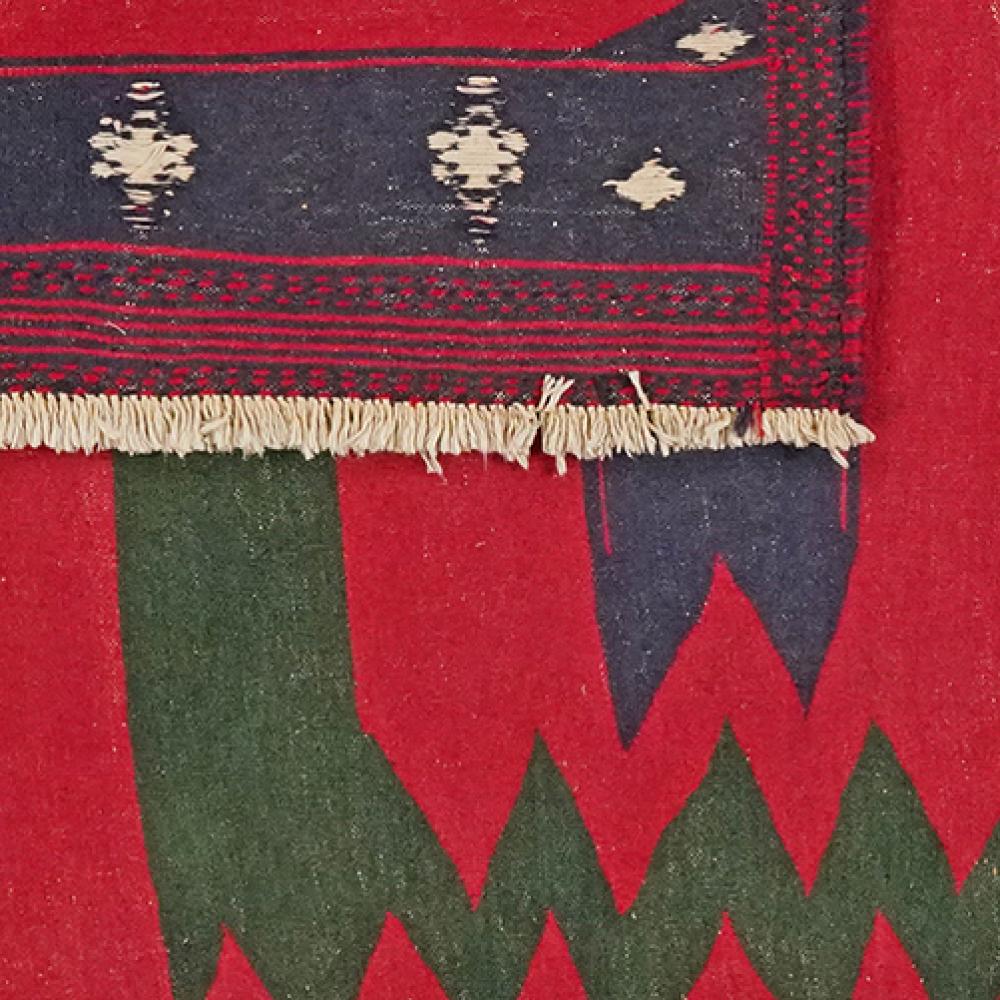 Kelim Afshar — Handmade, 129x136 cm, Red, 100% Virgin Wool | View 6