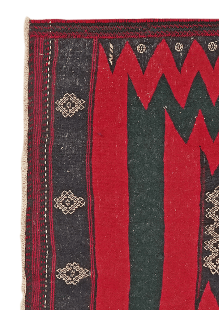 Kelim Afshar — Handmade, 114x120 cm, Red, 100% Virgin Wool | View 3