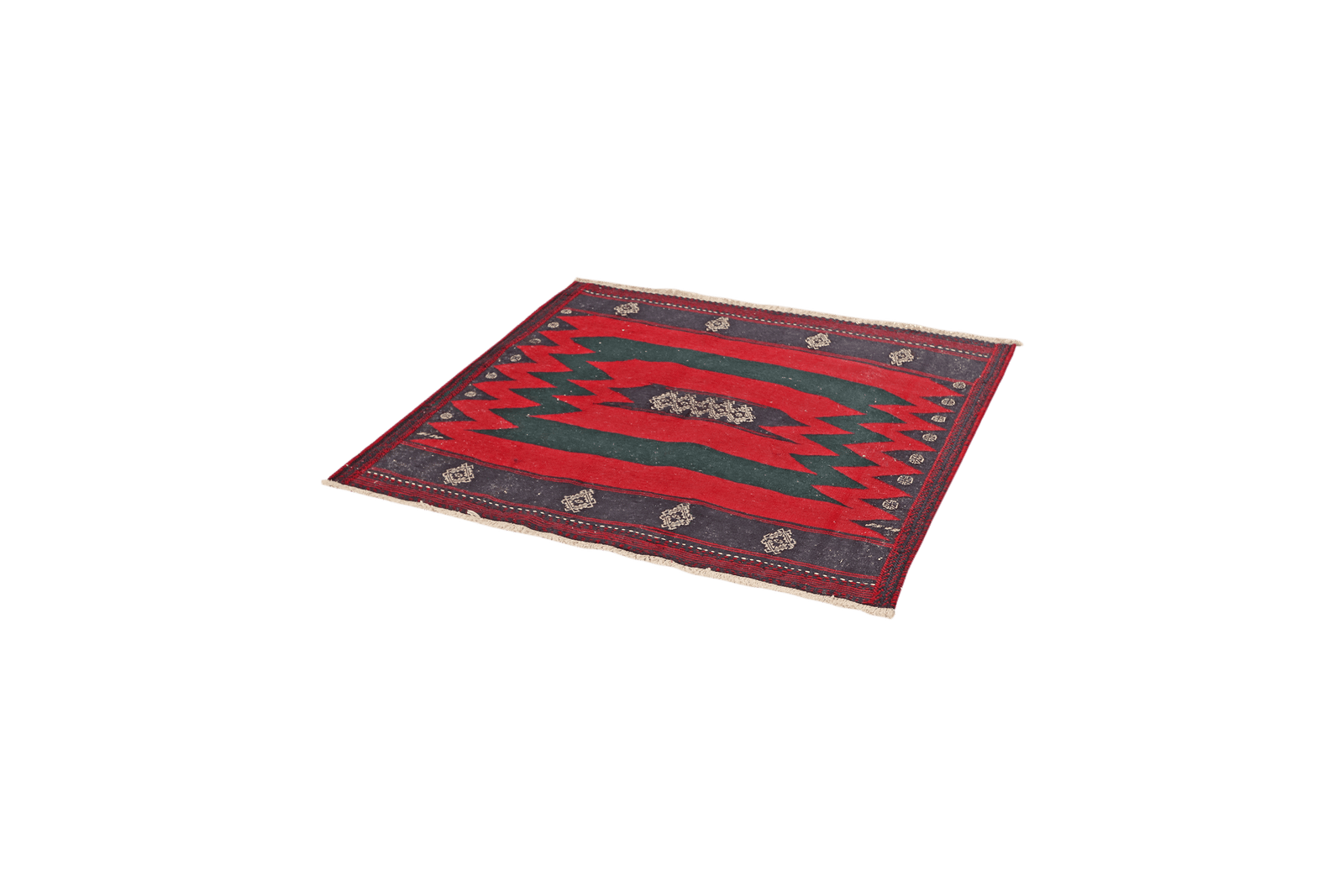 Kelim Afshar — Handmade, 114x120 cm, Red, 100% Virgin Wool | View 5