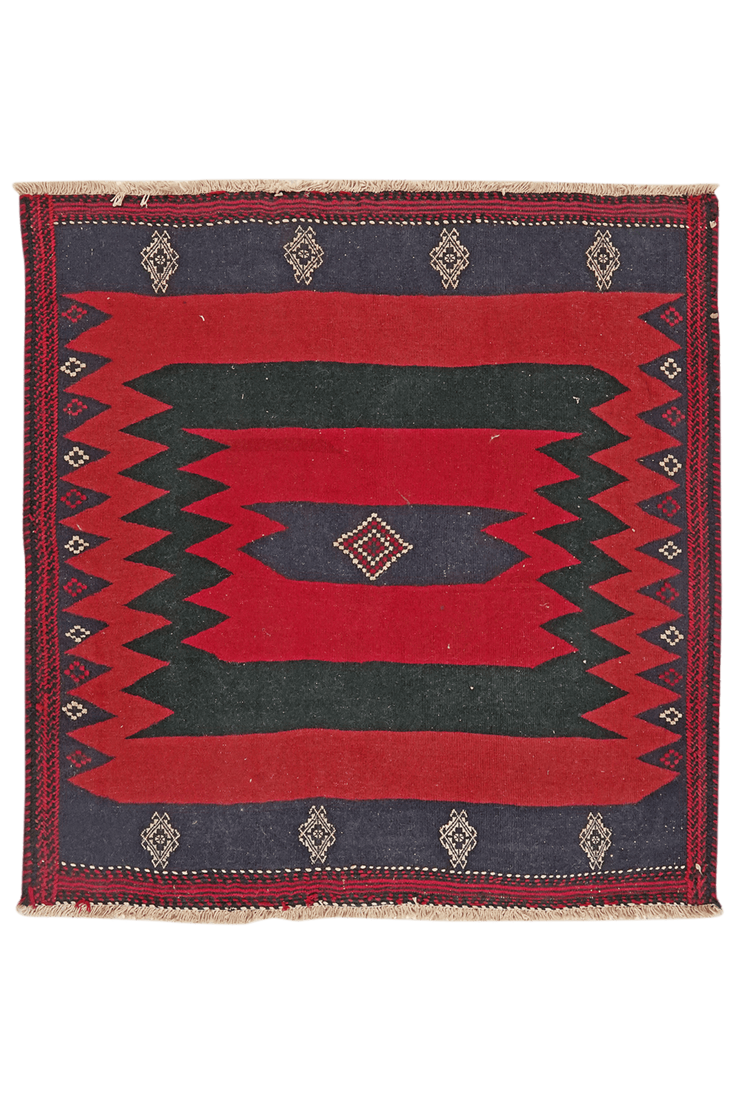 Sofreh Afshar — Handmade, 128x130 cm, Red, 100% Virgin Wool | Main view