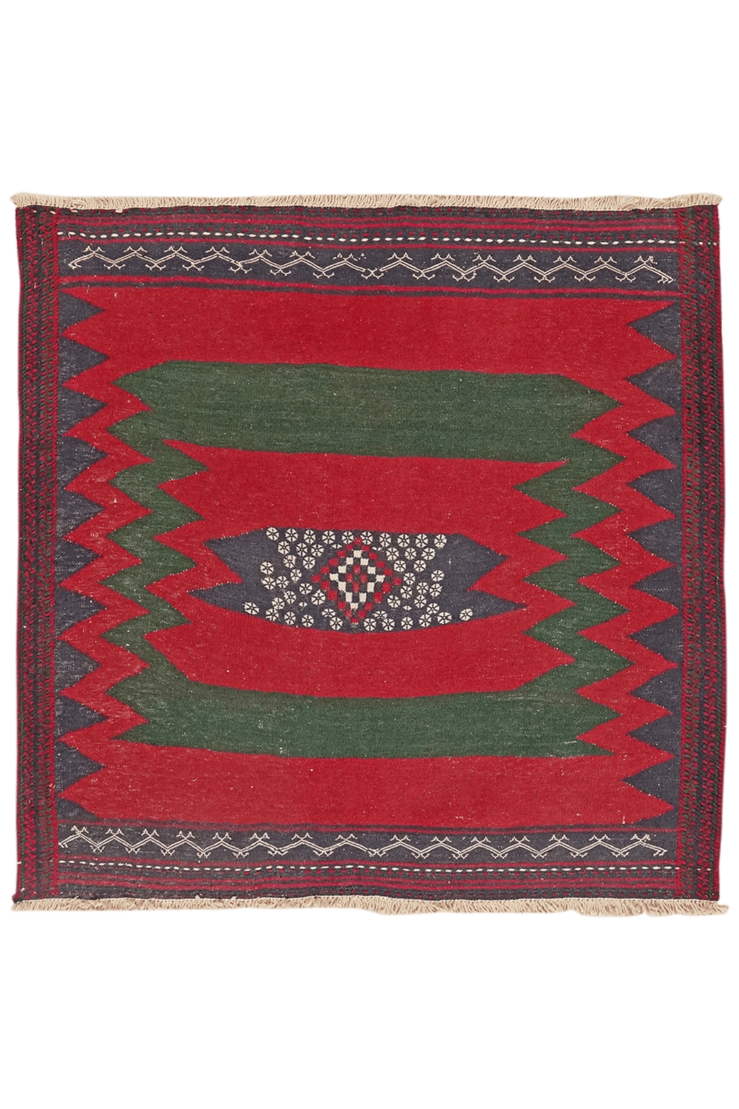 Sofreh Afshar — Handmade, 114x116 cm, Red, 100% Virgin Wool | Main view