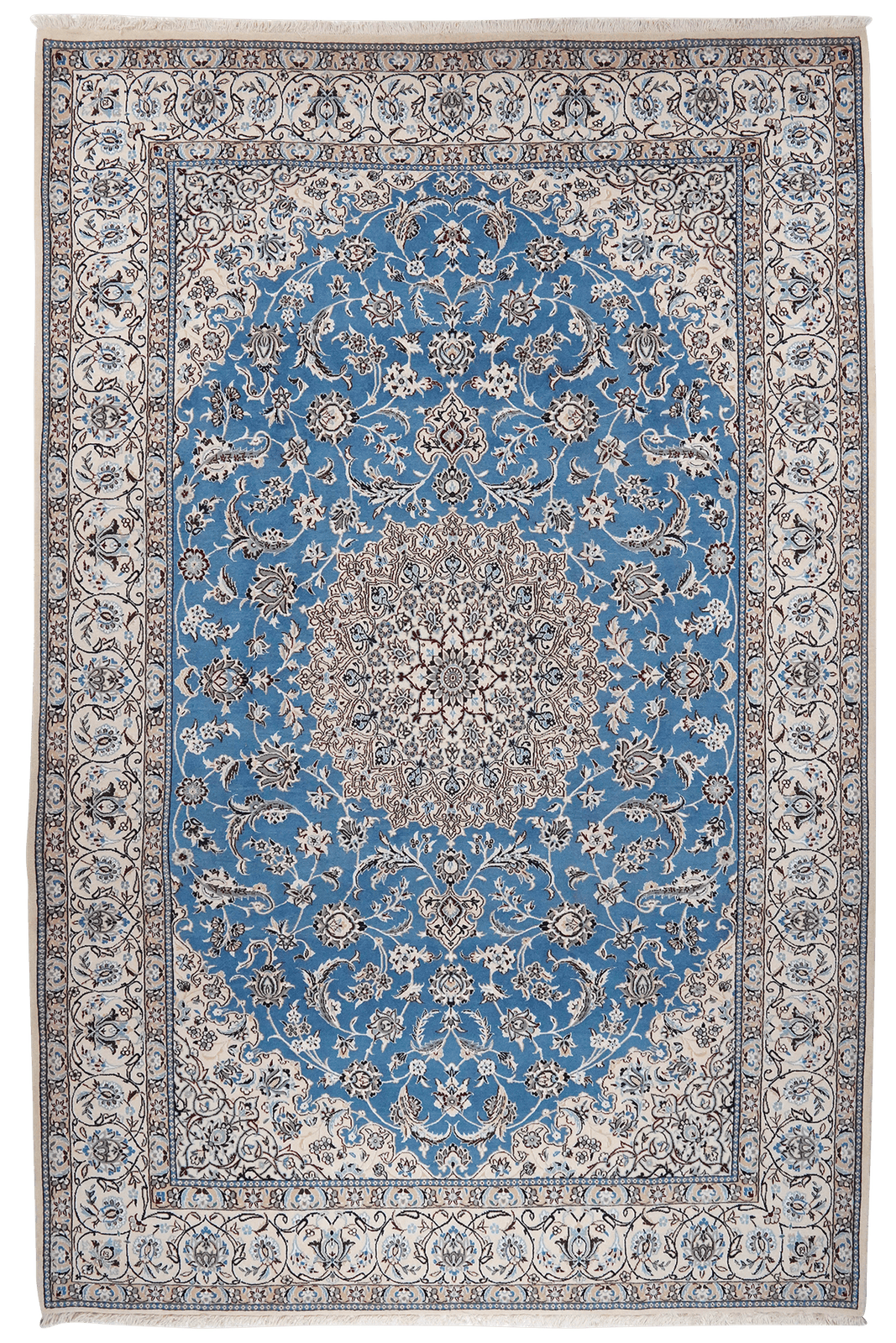 Nain 9La — Hand-knotted, 211x316 cm, Blue, 100% Virgin Wool | Main view