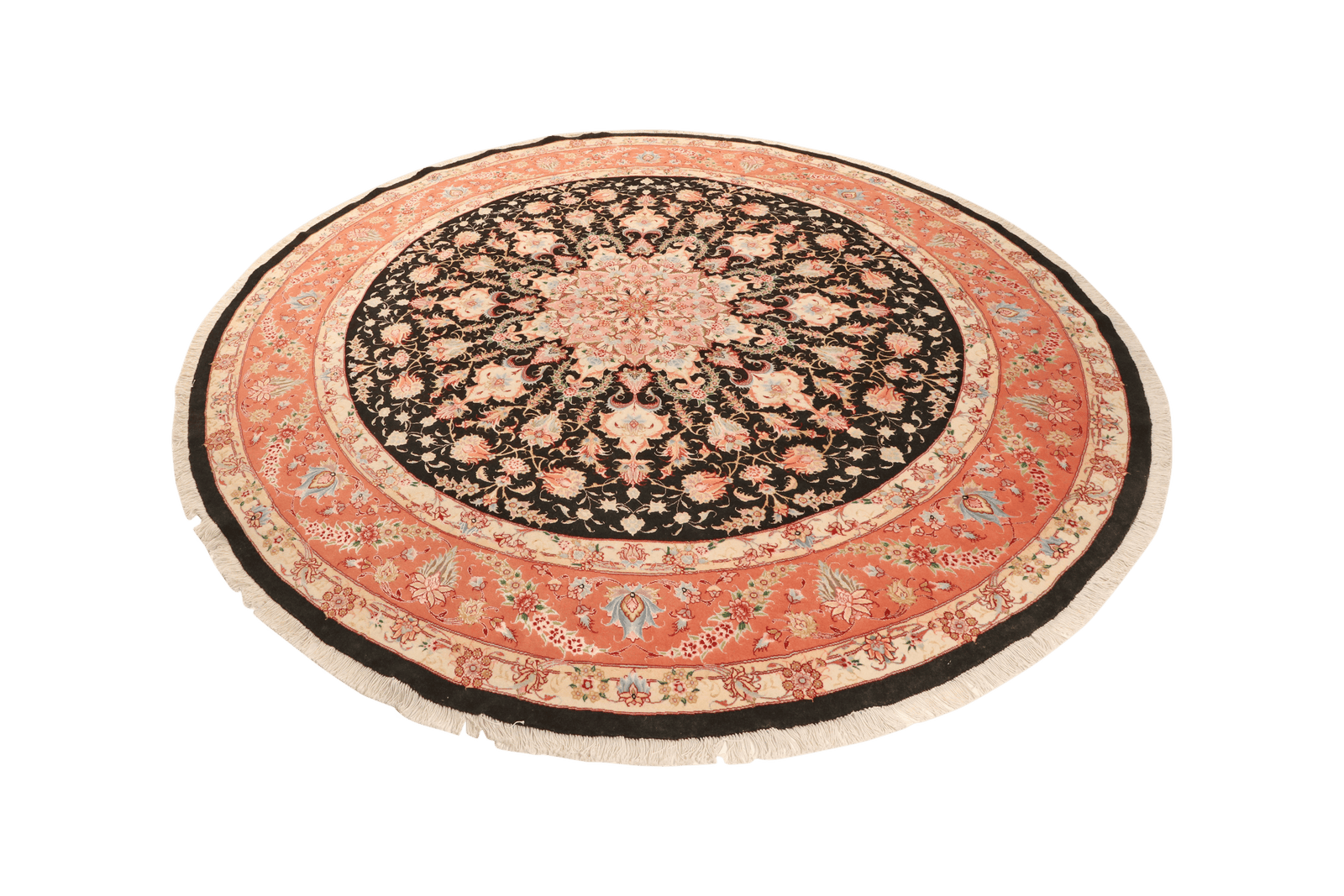 Tabriz Round — Hand-knotted, 244x244 cm, Black, 80% Schurwolle, 20% Seide | View 5
