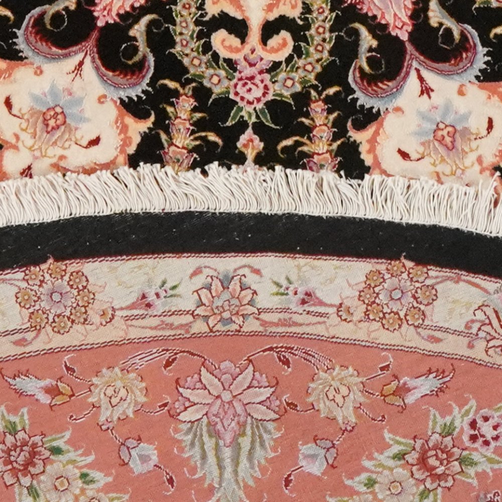 Tabriz Round — Hand-knotted, 244x244 cm, Black, 80% Schurwolle, 20% Seide | View 6