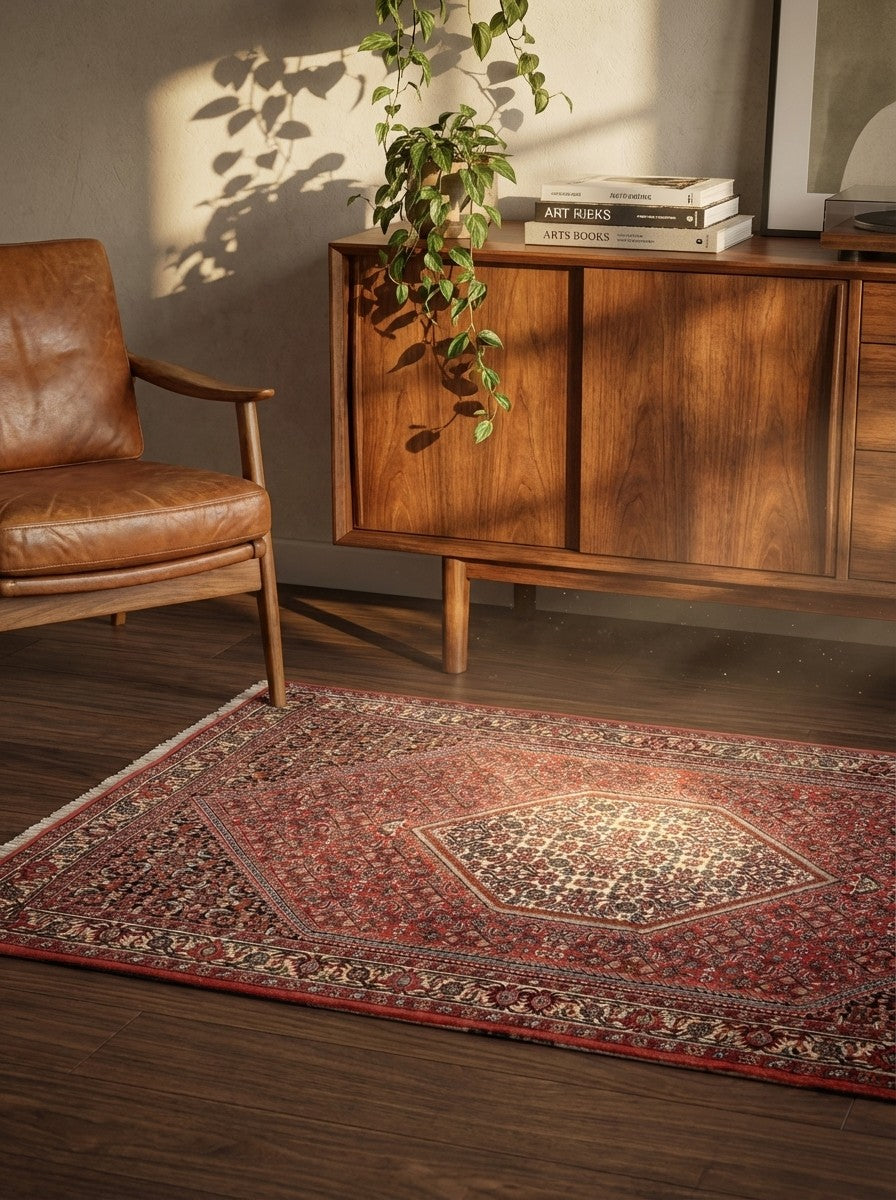 Bidjar Bookan — Hand-knotted, 87x151 cm, Red, 100% Virgin Wool | Back view