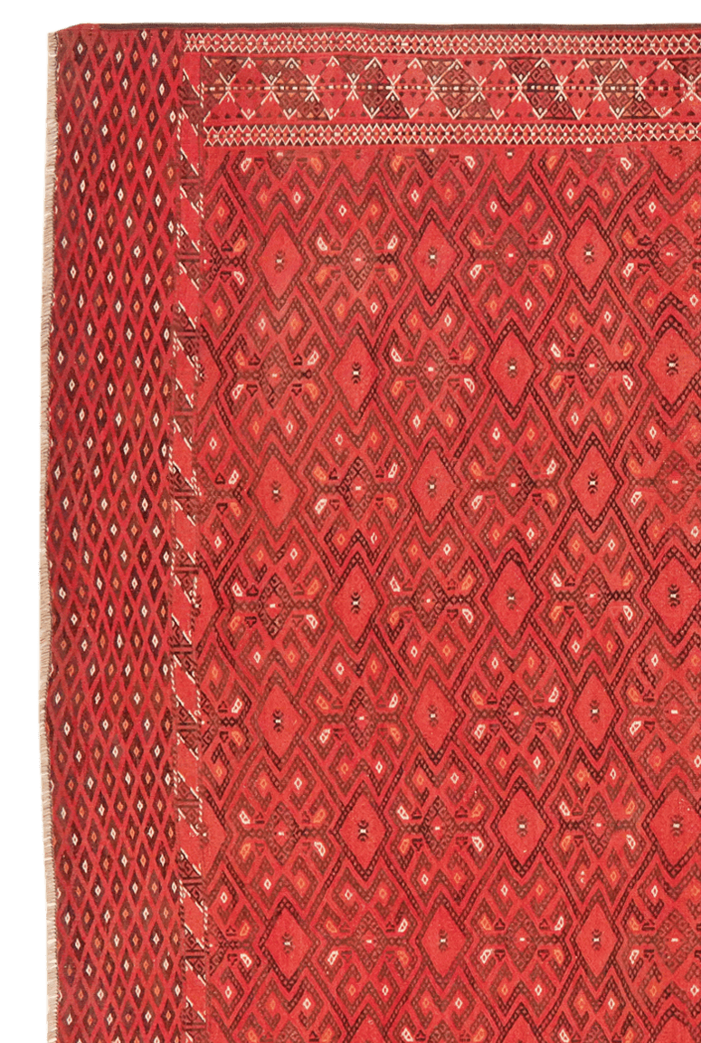 Kelim Turkman — Handmade, 215x331 cm, Red, 100% Virgin Wool | View 3