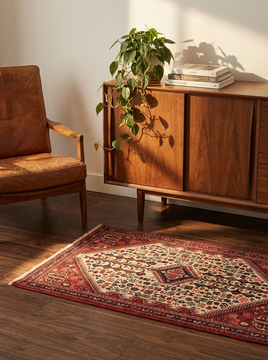 Abadeh — Hand-knotted, 80x122 cm, Beige, 100% Virgin Wool | Back view