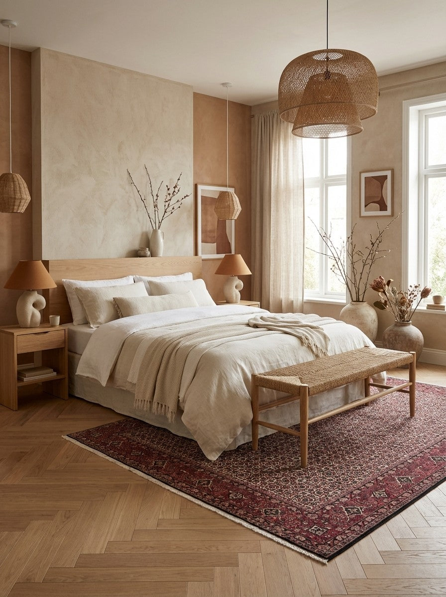Bidjar — Hand-knotted, 202x296 cm, Beige, 100% Virgin Wool | Detail view