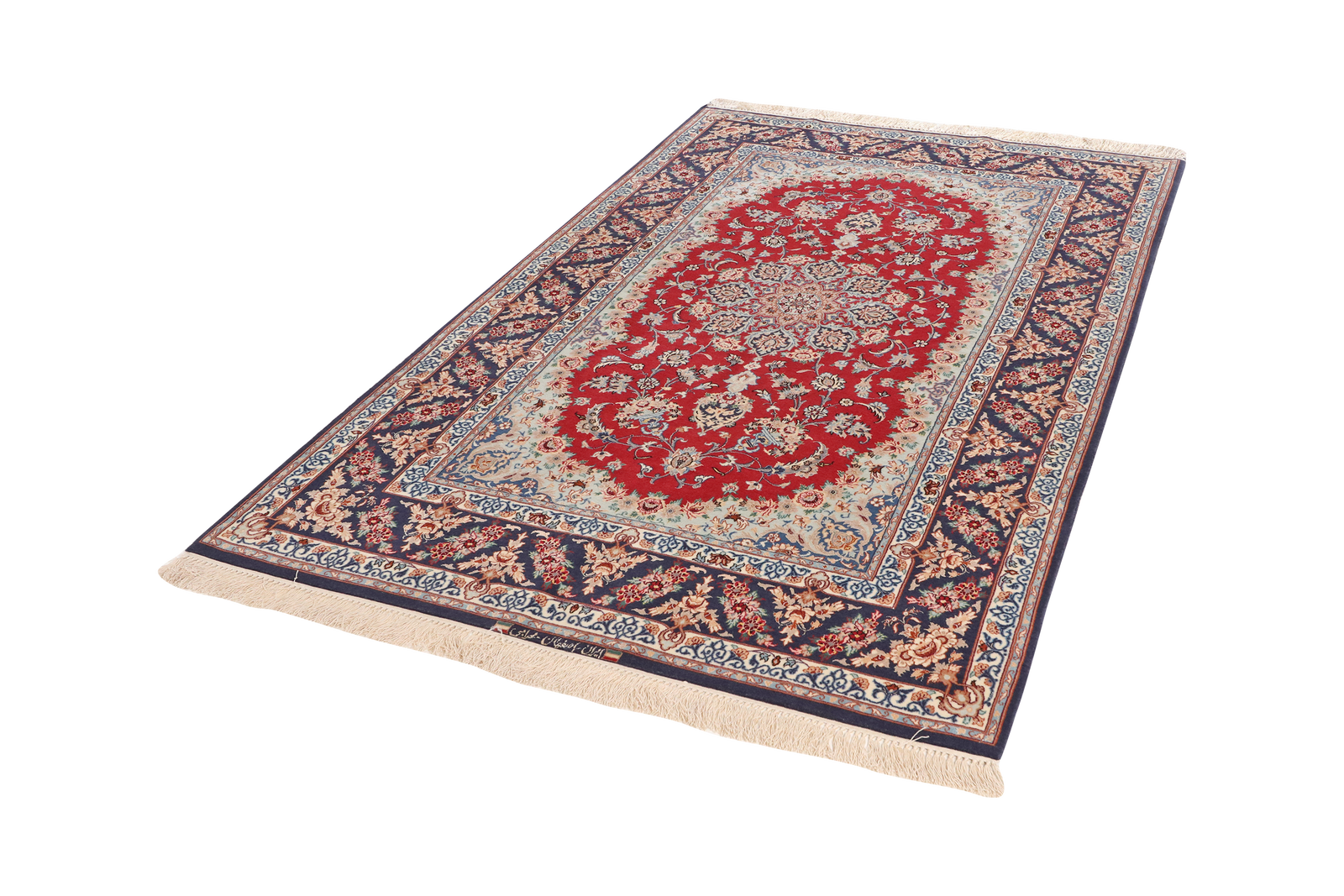 Isfahan — Handgefertigt, 204x128 cm, Blau, 95% Schurwolle, 5% Seide | View 6