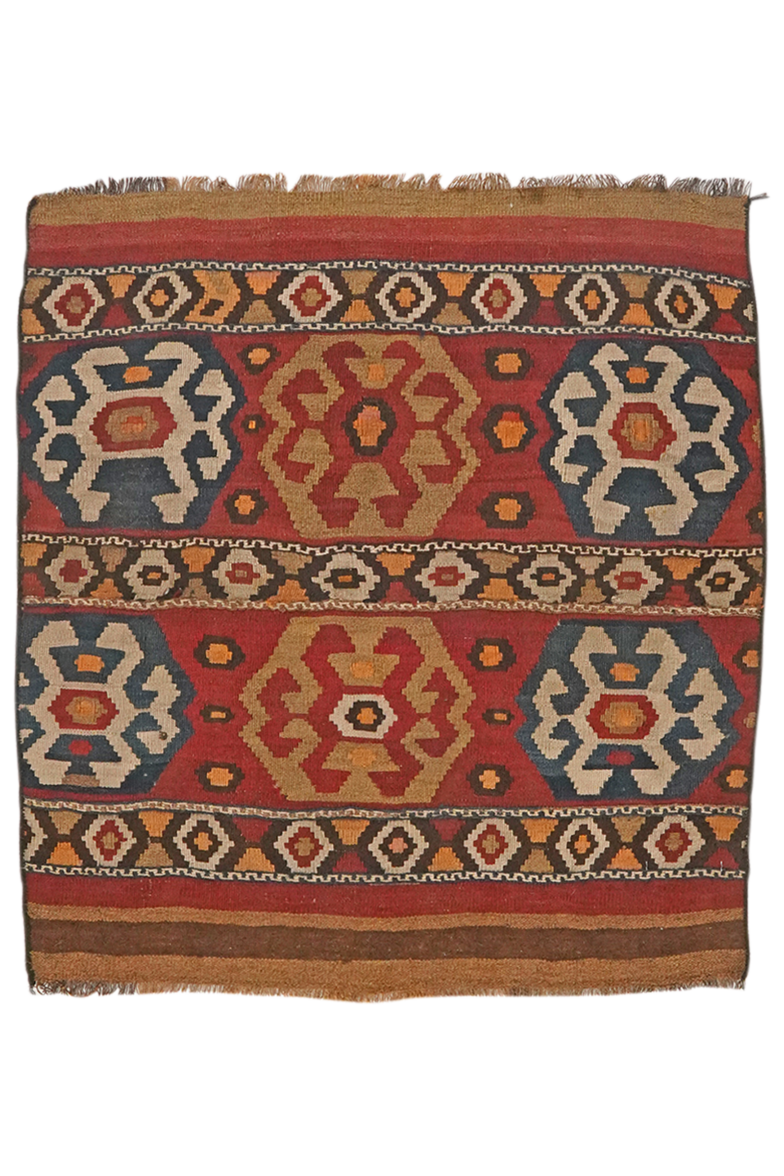 Kelim — Handgefertigt, 95x90 cm, Bunt, 100% Virgin Wool | Main view