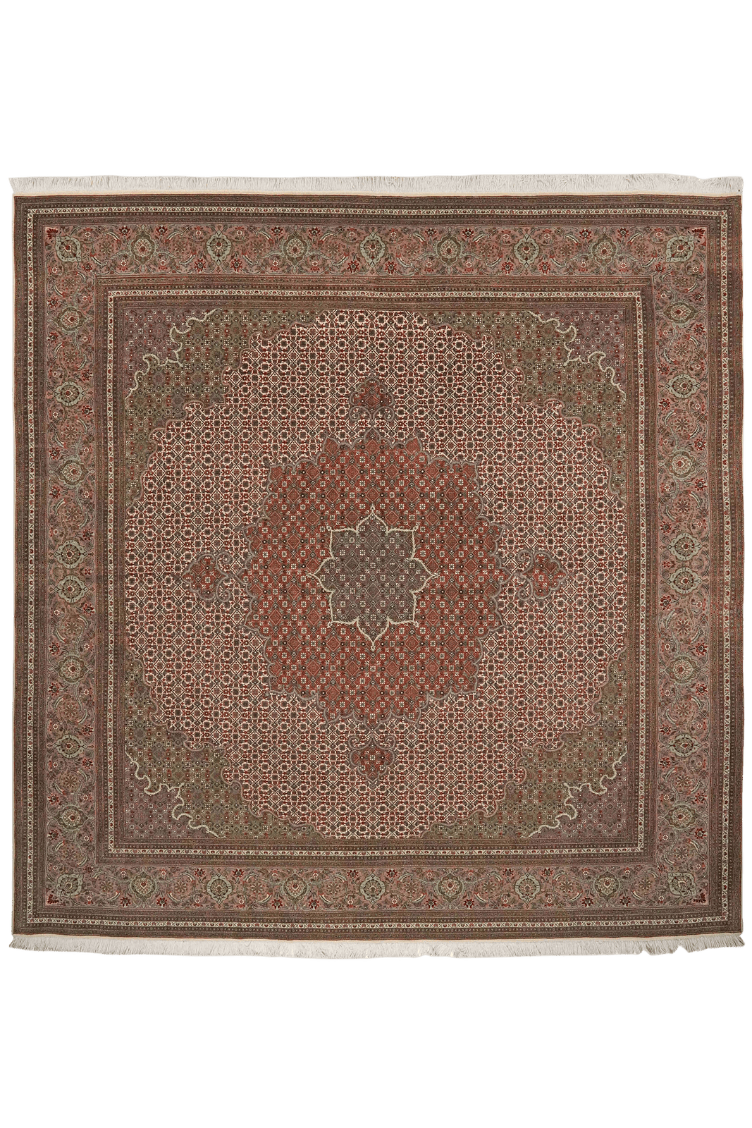 Tabriz 50 Raj — Hand-knotted, 244x248 cm, Brown, 100% Virgin Wool | Main view