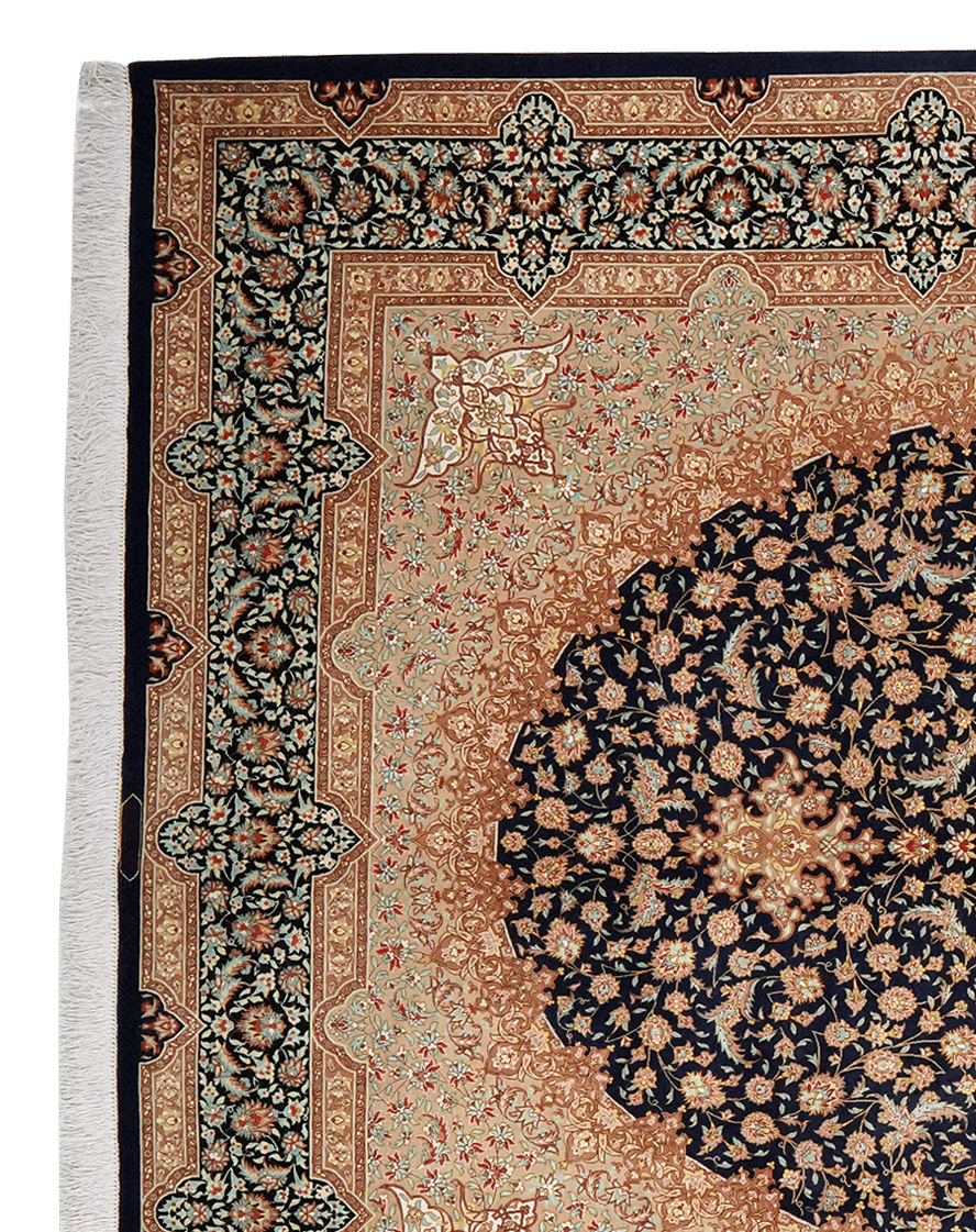 Ghoum Seide — Hand-knotted, 199x300 cm, Blue, 100% Silk | View 3