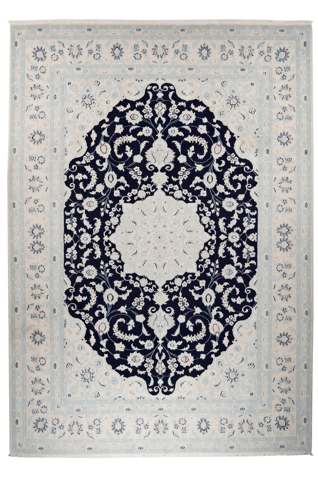 Nain 12La — Hand-knotted, 251x355 cm, Blue, 100% Virgin Wool | Main view
