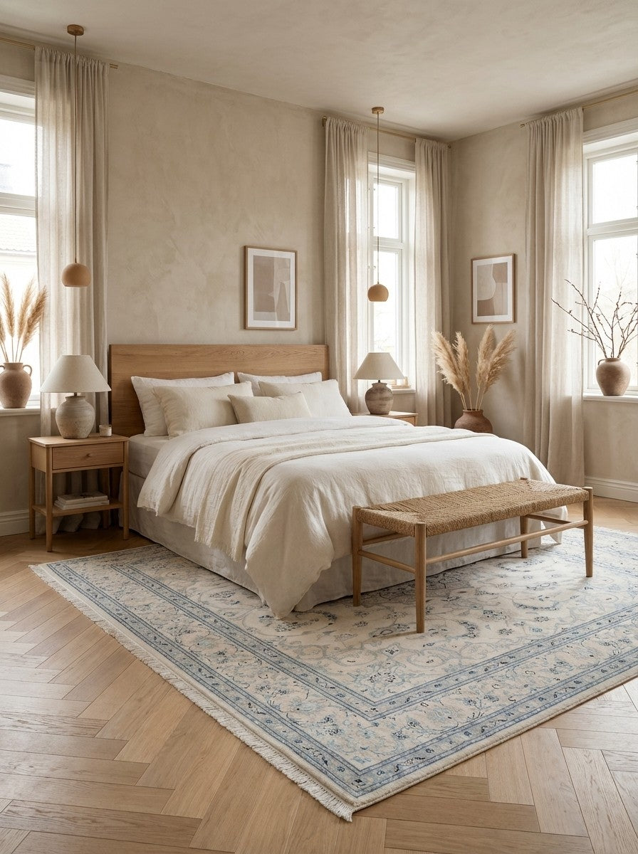 Nain 12La — Hand-knotted, 247x298 cm, Beige, 100% Virgin Wool | Detail view