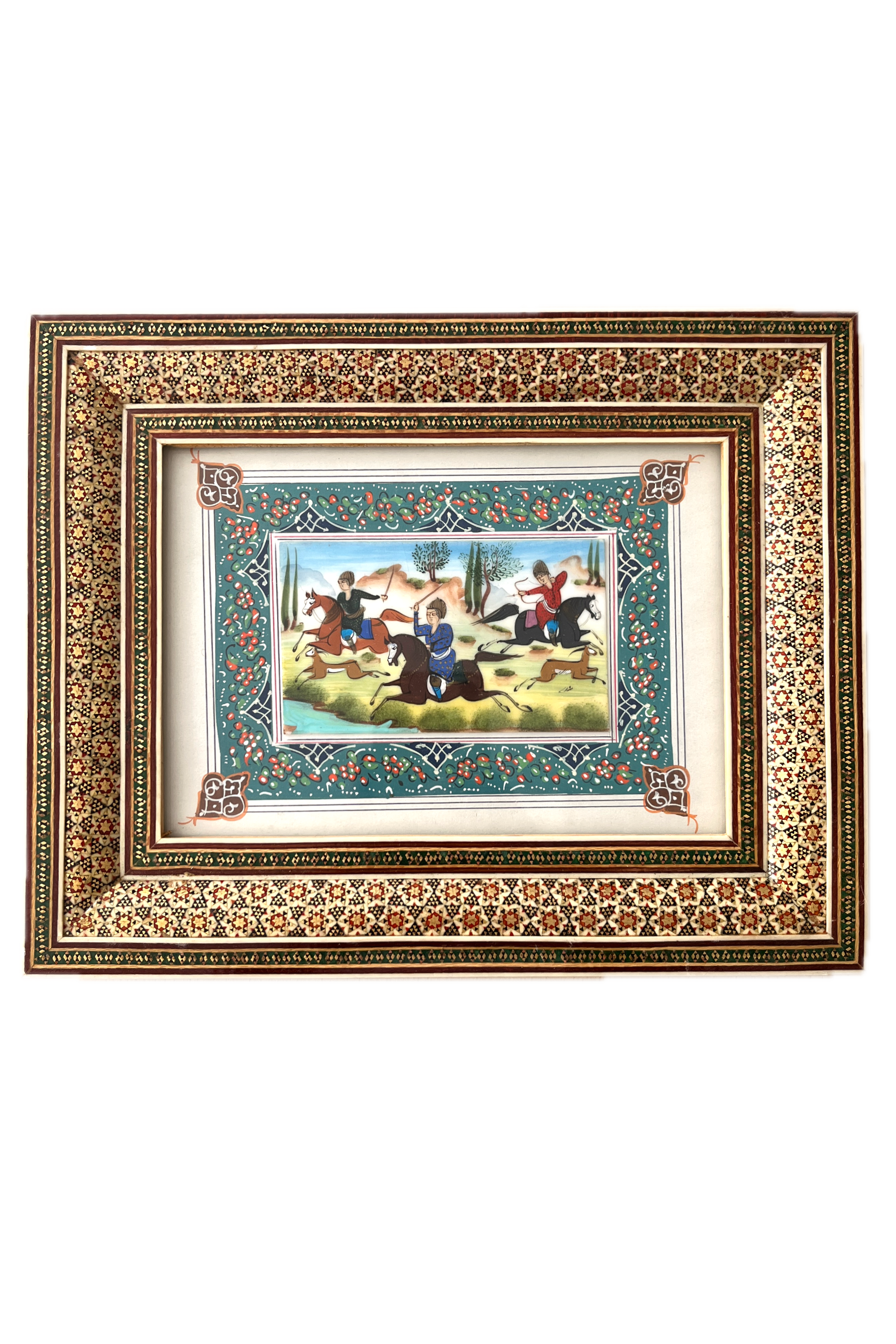 Handgezeichnete Miniatur im Khatam-Rahmen