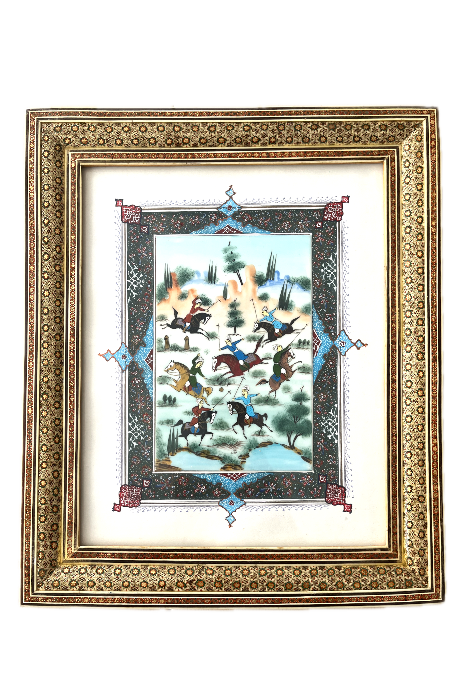 Handgezeichnete Miniatur im Khatam-Rahmen
