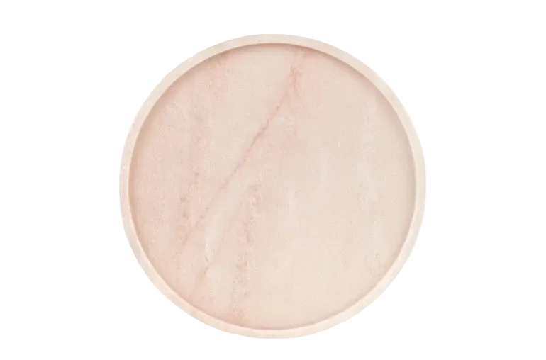 Round Pink Marble Tray Medium — Handmade , 26x26 cm | Main view