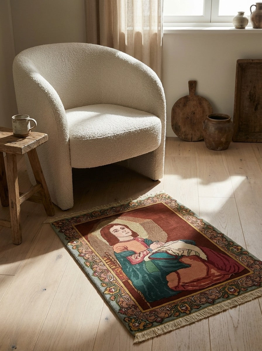Tabriz Graphic — Hand-knotted, 60x70 cm, Brown, 100% Virgin Wool | Detail view