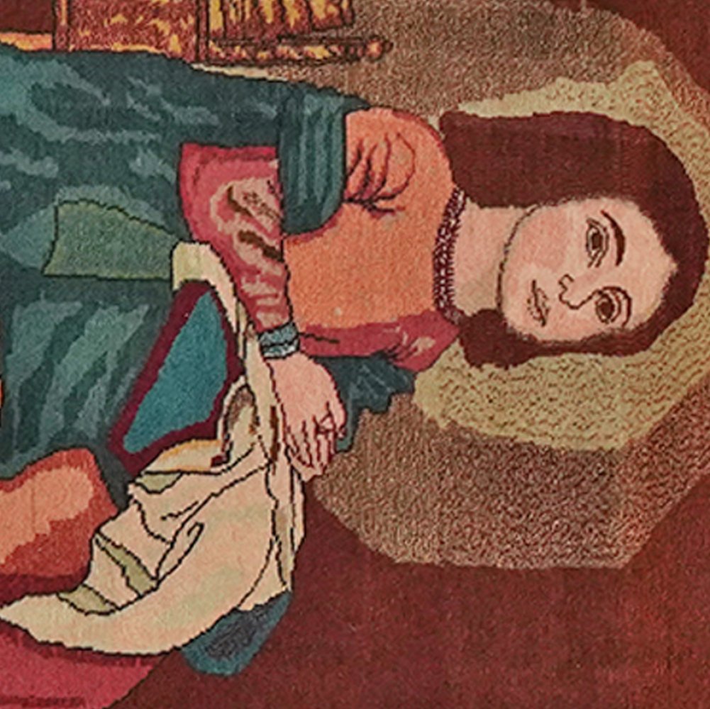 Tabriz Graphic — Hand-knotted, 60x70 cm, Brown, 100% Virgin Wool | View 4