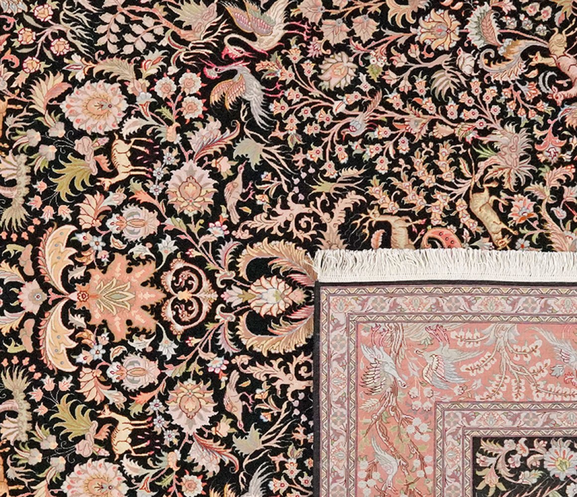 Tabriz 50 Raj — Hand-knotted, 199x295 cm, Black, 100% Virgin Wool | View 6