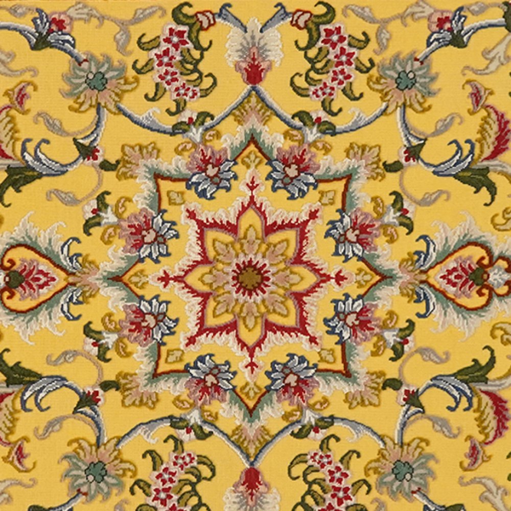 Tabriz 50 Raj — Hand-knotted, 99x148 cm, Yellow, 95% Schurwolle, 5% Seide | View 4