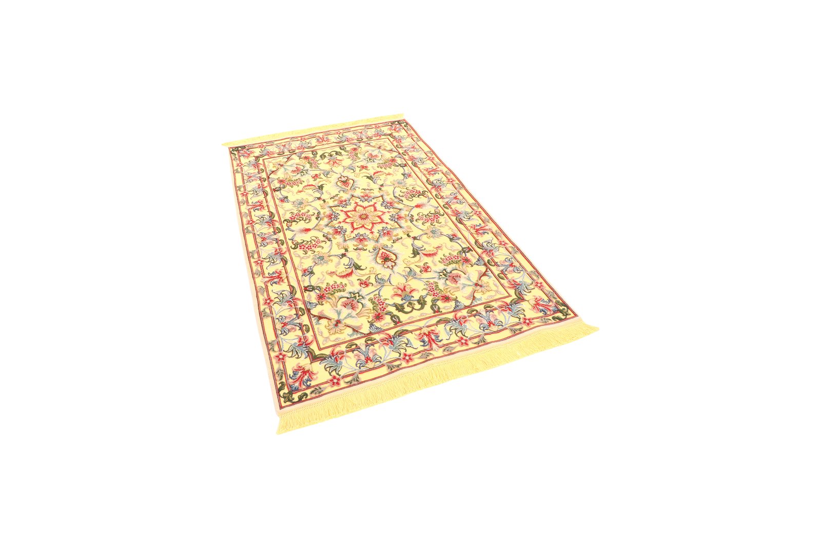 Tabriz 50 Raj — Hand-knotted, 99x148 cm, Yellow, 95% Schurwolle, 5% Seide | View 5