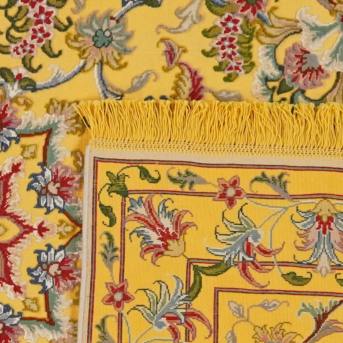 Tabriz 50 Raj — Hand-knotted, 99x148 cm, Yellow, 95% Schurwolle, 5% Seide | View 6