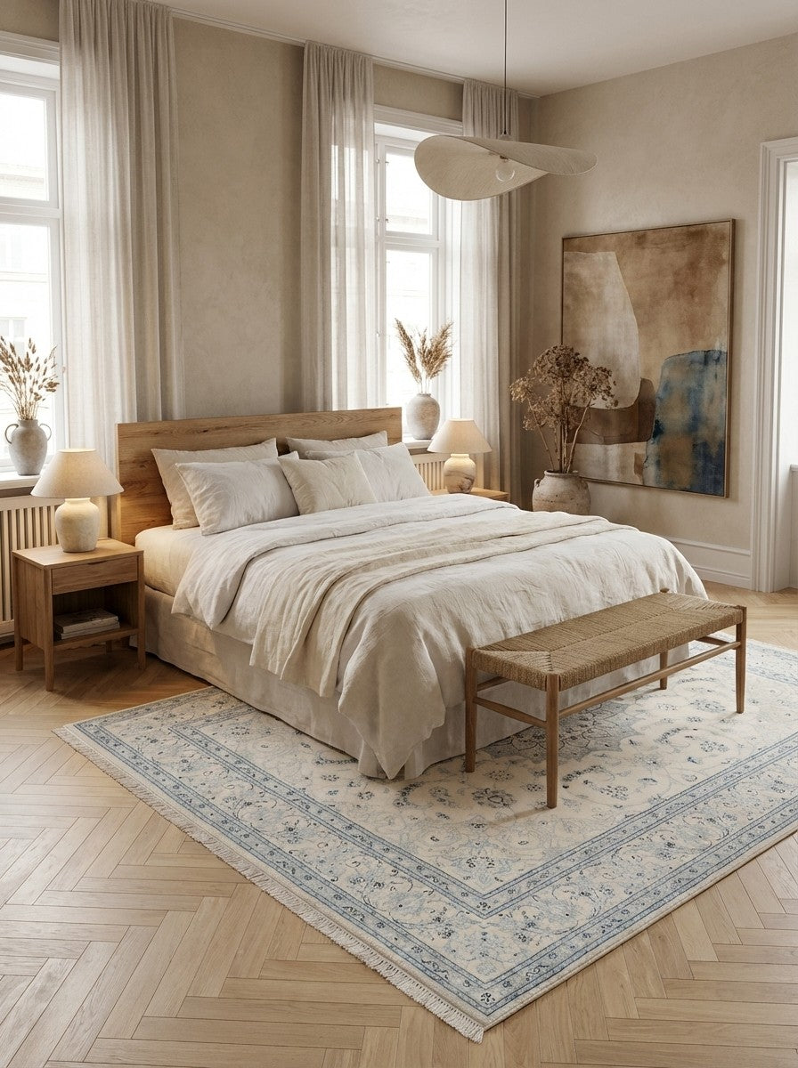 Nain 12La — Hand-knotted, 255x300 cm, Beige, 100% Virgin Wool | Detail view