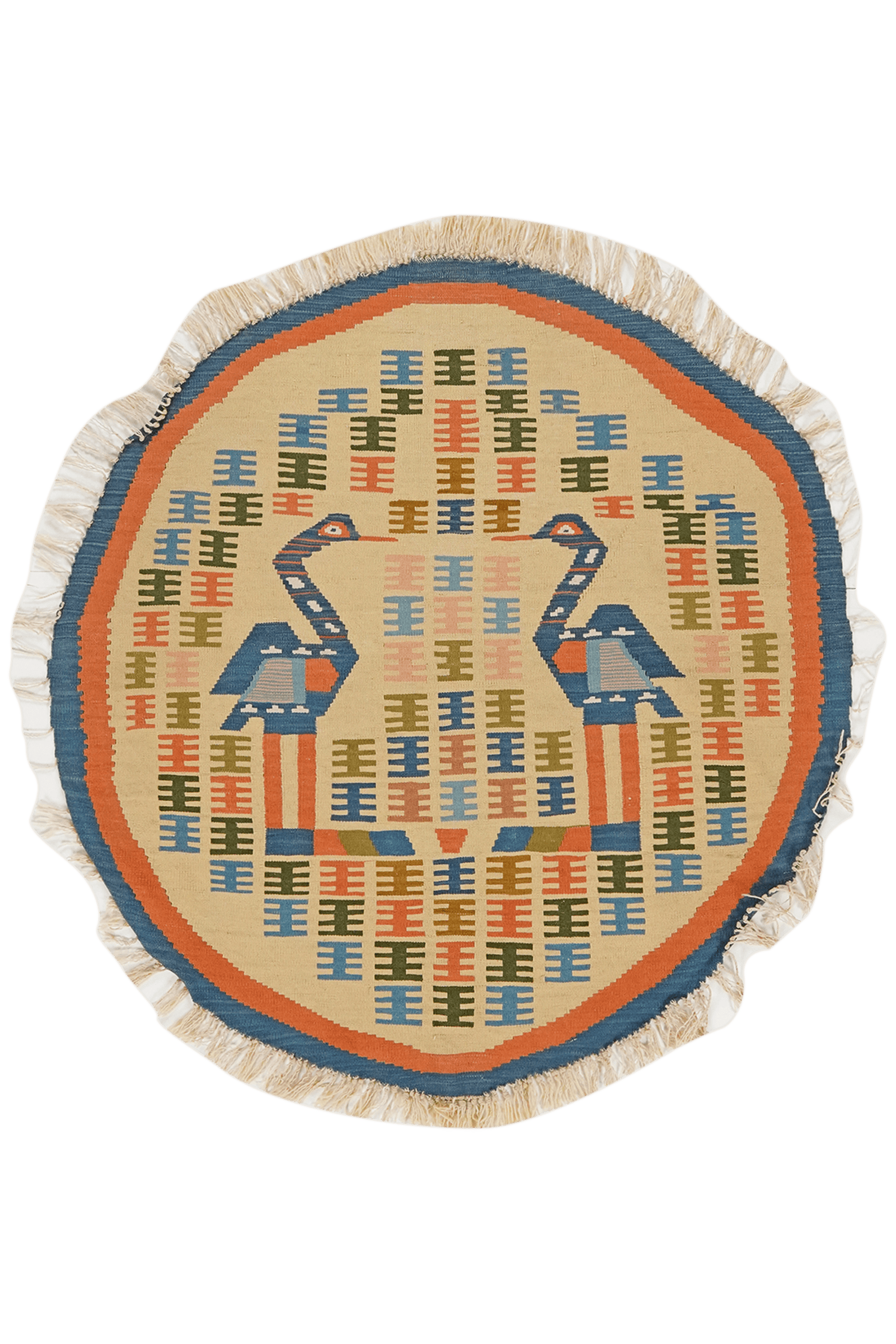 Kelim — Handmade, 110x120 cm, Beige, 100% Virgin Wool | Main view