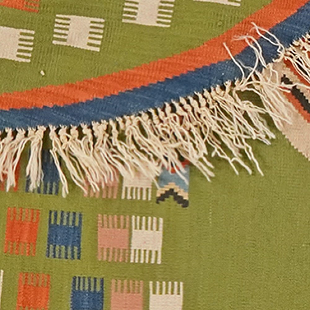 Kelim — Handmade, 120x120 cm, Green, 100% Virgin Wool | View 6